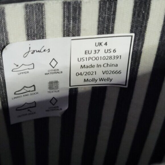 Mid Rain Boot-Black Botanical Joules-Molly Welly Sz 6 - Picture 6 of 10